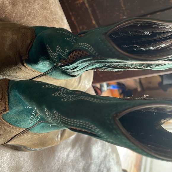 Ariat Women's Brown And Teal Cowgirl Boots. Good Condition. Size 8.5B. - Picture 12 of 16